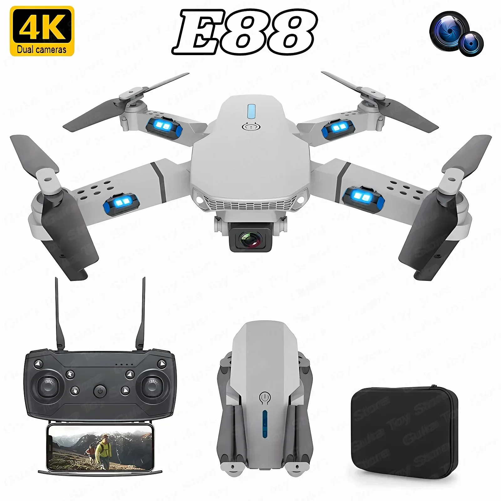E88 Pro WIFI FPV Droneมุมกว้าง - Drone Cinematic บทวิจารณ์และราคา